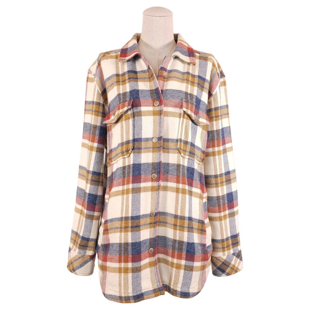 Overland June Plaid Cotton Shirt Jacket Sz Medium